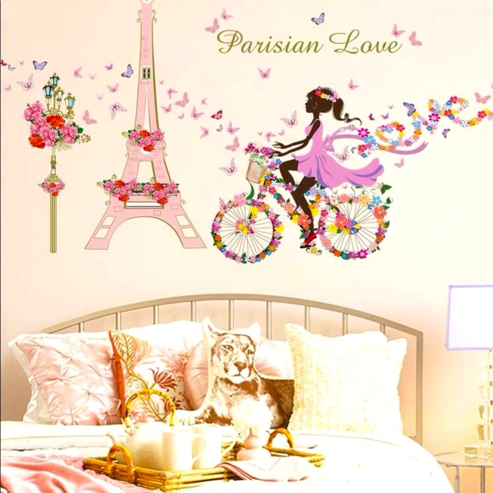 Butterfly girl print wall stickers